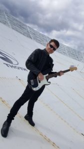 Chas Maguire stood on dish at Algonquin Radio Observatory, Canada